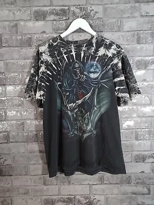Buy SURVIVORS T Shirt Medium Black All Over Print Grim Reaper Short Sleeve Cotton • 12.99£
