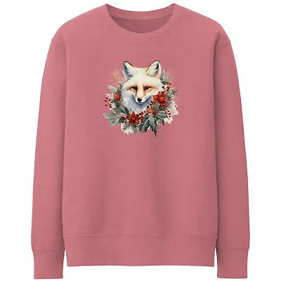 Buy Christmas Fox Womens Sweatshirt Wildlife Animal Her Wreath Xmas Sweater Men W... • 24.99£