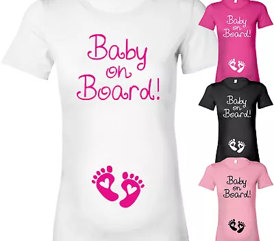 Buy Womens Baby On Board Maternity T-Shirt Pregnancy T Shirt Top Shower Xmas Gift • 13.25£