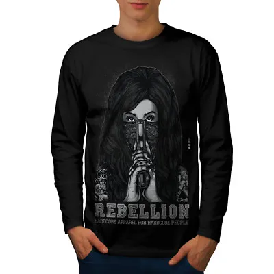 Buy Wellcoda Emo Horror Girl Mens Long Sleeve T-shirt, Apparel Graphic Design • 17.99£