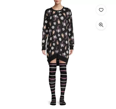 Buy Disney Nightmare Before Christmas Womens Pajamas Sleep Shirt Socks Set Size XL • 9.92£