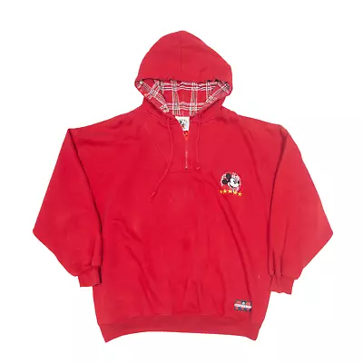 Buy DISNEY Mickey & Co 1/4 Zip Up Hoodie Red Pullover Mens XL • 16.99£