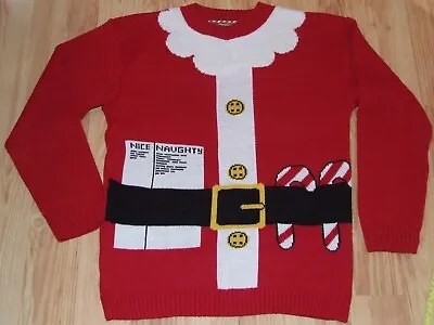 Buy REDUCED Mens Christmas Sweater Jumper Red Santa Size S Small Primark • 4.99£