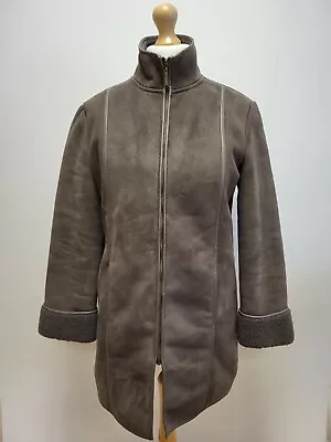 Buy Z807 Womens Next Brown Faux Fleece Lined Faux Suede Casual Jacket Uk 12 • 19.99£