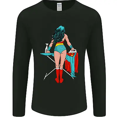 Buy Ironing Superhero Funny Mens Long Sleeve T-Shirt • 12.99£