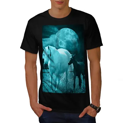 Buy Wellcoda Stallion Friendship Mens T-shirt, Horse Graphic Design Printed Tee • 15.99£