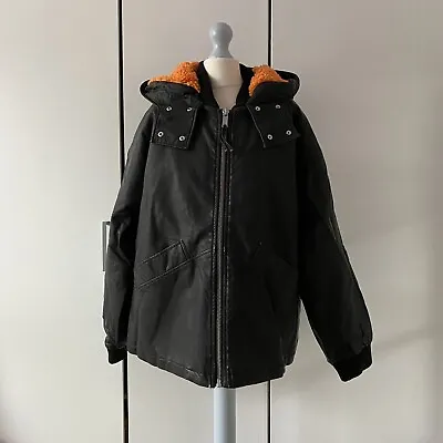 Buy Free People Roxy Trapeze Vegan Leather Jacket Size S Hood • 80£