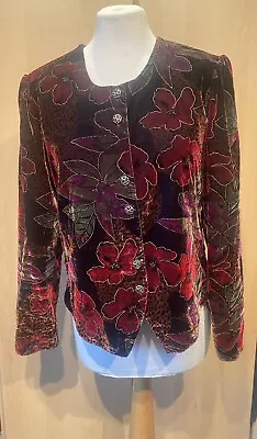 Buy Vintage 1980’s Black And Red  Velvet Jacket Size M • 25£