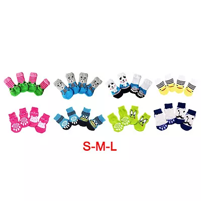 Buy 4pcs Pet Dog Puppy Cat Shoes Slippers Non-Slip Socks Pet Cute Indoor For Small • 4.38£