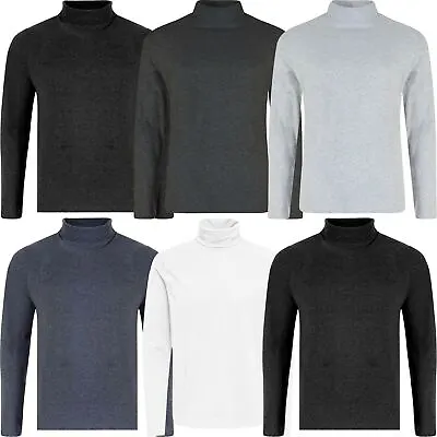 Buy 6 PACK Mens T-Shirt Turtle Neck Cotton Plain Long Sleeve Tee Top Multi Gift Set • 16.99£