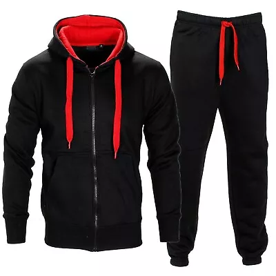 Buy New Mens CONTRAST String Tracksuit Set Fleece Hoodie Top & Bottoms Jogging Gym  • 14.99£