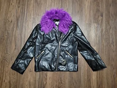 Buy Girls XL (14-16) Disney D-Signed Descendants 2 Jacket Faux Leather Fur Purple • 11.80£