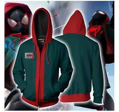 Buy New Spiderman Into The Spider Verse Miles Morales Cosplay Hoodie Jacket Pullover • 14.88£