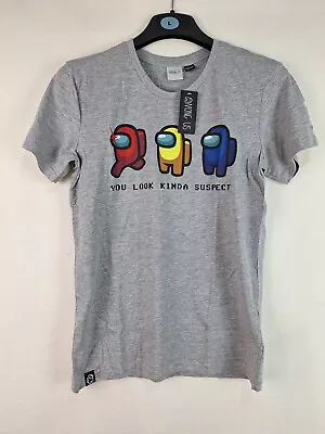 Buy Among Us Boys Grey Graphic Print T-Shirt Short Sleeve Size 11-12y Brand New • 10.95£