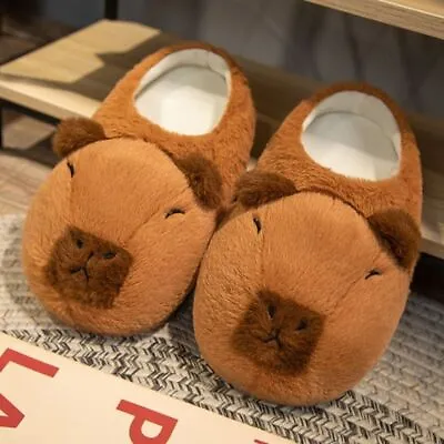 Buy Cute Capybara Plush Slippers Soft Winter Fluffy Kapibara Slides Warm Slippers BE • 9.39£