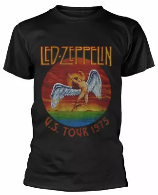 Buy Official Led Zeppelin USA Tour 1975 Mens Black T Shirt Led Zeppelin Tee • 15.50£