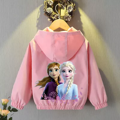 Buy New Elsa Kids Girls Baseball Uniform Hooded Elsa Princess Top Jacket Windbreaker • 10.79£