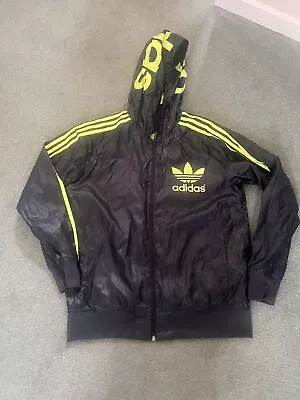 Buy Mens Adidas Originals Jacket Size Large AGC002 Black Yellow Hooded • 9.99£