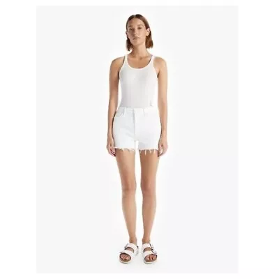 Buy NWT MOTHER Women Superior Dazzler Shift Fray Totally Innocent Shorts White 25 • 85.58£
