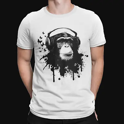 Buy Cool Chimp T-Shirt - Headphones - Funny - Designer - Retro - Casual - Monkey UK • 8.39£