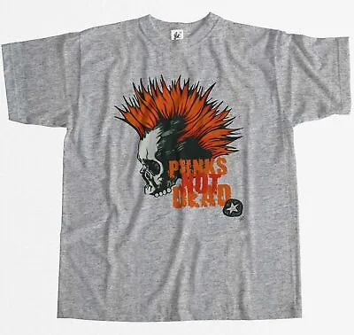 Buy Punks Not Dead Mohican Orange Hair Skull Mens T-Shirt • 7.99£