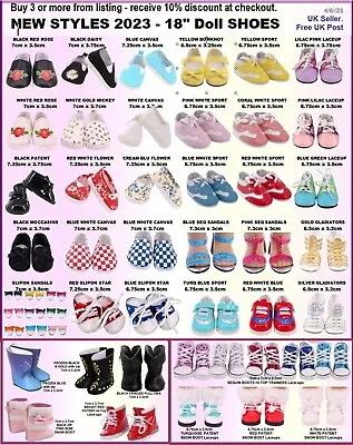 Buy *NEW  18  Doll BOOTS SHOES SANDALS 10% Off 3 Pairs Our Generation Baby Born • 8£