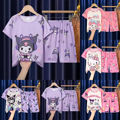 Buy Cute Kuromi Pajamas Pyjamas Pjs Set Kids Girl Short Sleeve Loungewear Sleepwear • 8.75£