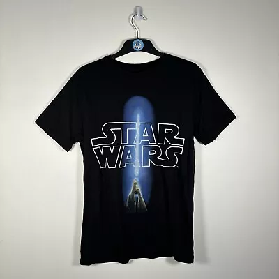 Buy STAR WARS Graphic Print T Shirt Tee Lightsaber Big Logo Black - Medium • 7.99£
