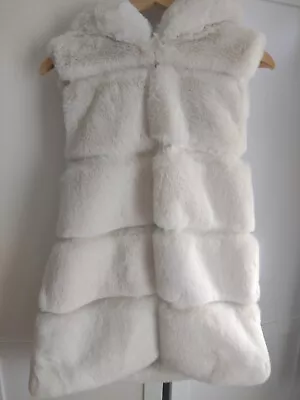 Buy River Island Hoodie Panelled Faux Fur Gilet Sleeveless Jacket. Size M, Cream  • 54.29£