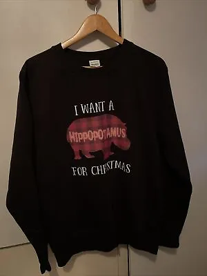 Buy Alternative Black  Christmas Jumper I Want A Hippopotamus For Christmas Size M • 15£