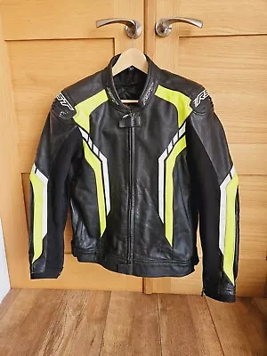 Buy RST Motorcycle Leather Jacket Size 46 Black Fluorescent Yellow • 85£