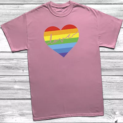 Buy Love Rainbow Heart T-Shirt Tee Top Womens Ladies Unisex LGBT Pride • 9.95£