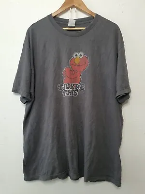 Buy Vintage Elmo Tickle This Shirt Men Size Extra Large Charcoal Grey Sesame Street • 18.33£