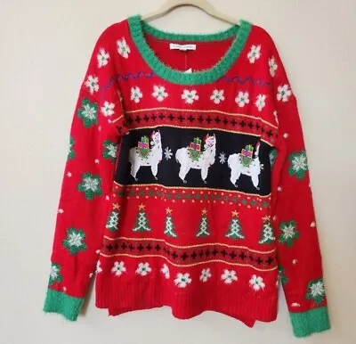 Buy NWT Celebrate Together Llama Stripe Fair Isle Ugly Christmas Sweater Size Large • 23.68£