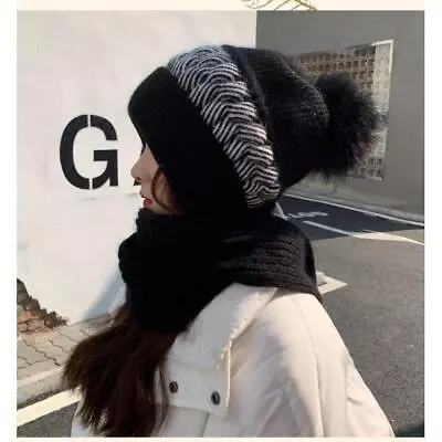 Buy Winter Womens Knitted Hats Scarf Hooded Thick Windproof Neck Warmer Beanie Cap • 0.01£