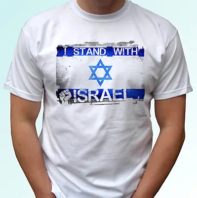 Buy I Stand With Israel T Shirt Flag Peace Top Gift White Tee Mens Womens Kids Sizes • 9.99£
