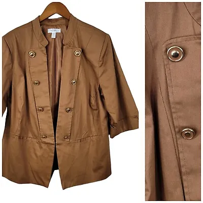 Buy NEW DB Military Blazer Band Jacket Plus Size 1X 16/18 Dark Academia Tan Brown • 30.84£