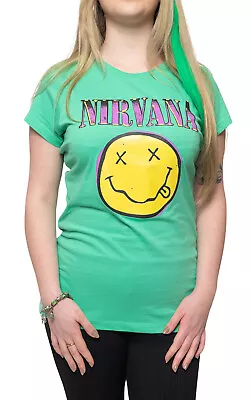Buy Nirvana Pink Grunge Smile Skinny T Shirt • 14.93£