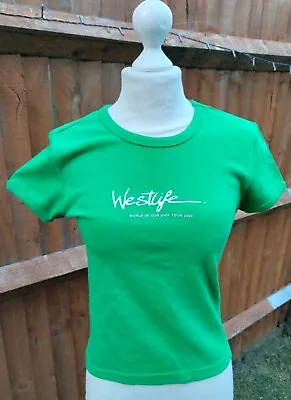 Buy Original Westlife Shirt World Of Our Own Tour 2002 Women's M Crop Top Green  • 14.95£