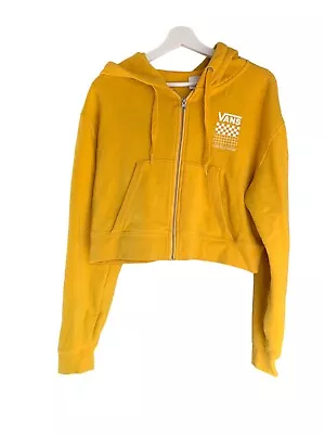 Buy Vans Women's Full-Zip Crop Mid-Rif Sweatshirt, Hooded Yellow Logo Sz Medium • 26.51£