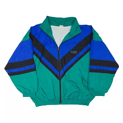 Buy Vintage HAPPY CLUB Shell Jacket Green 90s Colourblock Mens XL • 19.99£