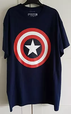 Buy Men's Navy Blue Marvel Captain America Logo T-Shirt Size M • 5.49£