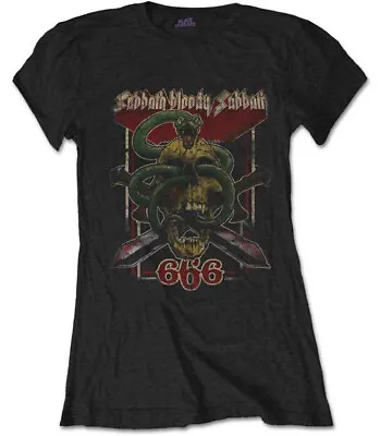 Buy Black Sabbath Bloody Sabbath 666 Black Womens Fitted T-Shirt OFFICIAL • 15.19£