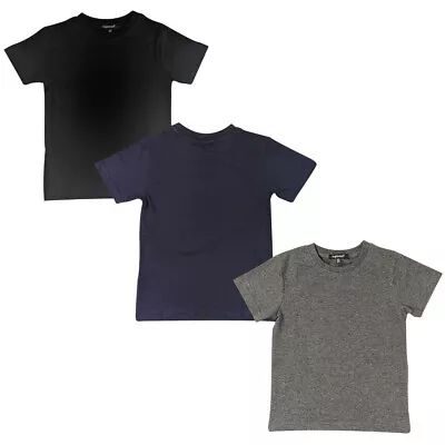 Buy 3 Pack Kid's T-Shirts - Unisex - 11-12 Years - Black, Navy And Grey • 7.99£