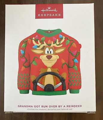 Buy Hallmark 2022 Grandma Got Run Over By A Reindeer Sweater Christmas Ornament -NEW • 23.68£