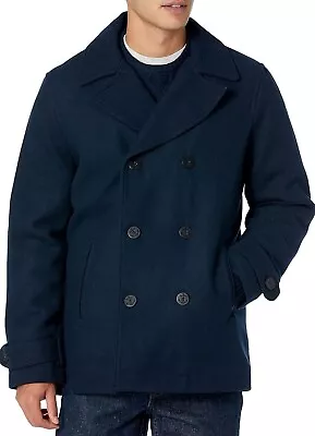 Buy (G4) Men's Double-Breasted Heavyweight Wool Blend Peacoat Size XXL • 29.99£