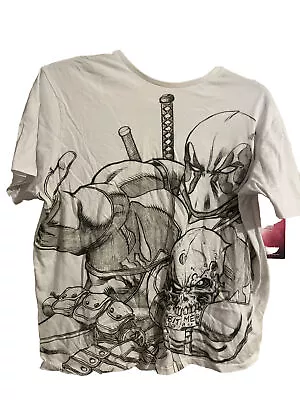 Buy Two White Deadpool T-shirt Men XXL, Second Has Slight Discolouration Aroundneck • 5£