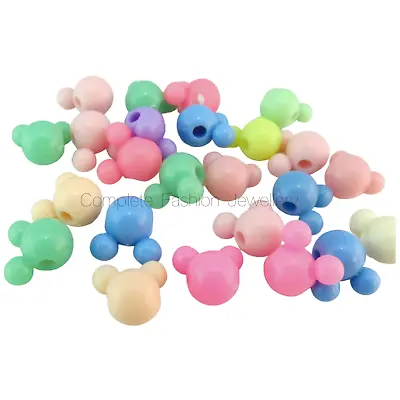 Buy New In 80 10mm Delicate Spring Coloured Acrylic Mickey Mouse Style Face Beads • 3.99£