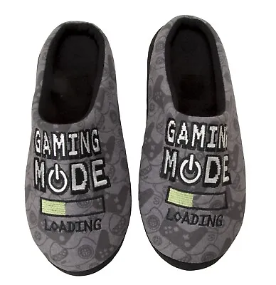 Buy Mens Gaming Slippers Grey Comfy Padded Novelty Mule Slippers Uk Size 7-12 • 10.95£
