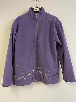 Buy Womens Mock Collar Slim Fit Rhinestone Vintage  Jacket Purple UK12 EU40 US10 • 12.99£